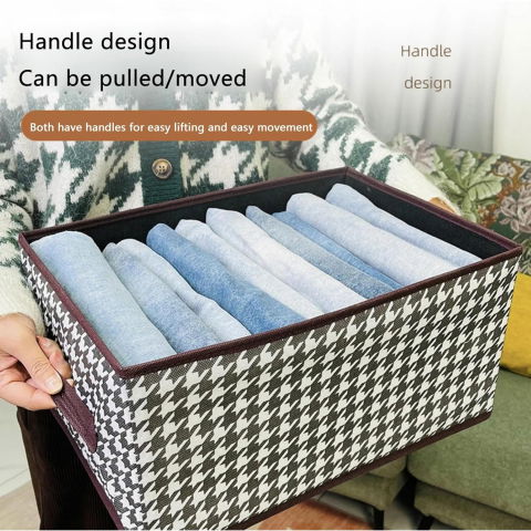 Cutie de depozitare, pentru haine, lenjerie, sosete si sutiene, material textil, 7 compartimente, 44x30x20 cm, culoare alb-negru [2]
