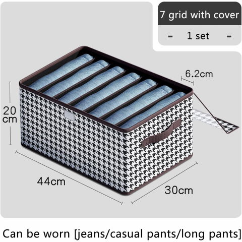 Cutie de depozitare, pentru haine, lenjerie, sosete si sutiene, material textil, 7 compartimente, 44x30x20 cm, culoare alb-negru [4]