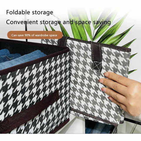 Cutie de depozitare, pentru haine, lenjerie, sosete si sutiene, material textil, 7 compartimente, 44x30x20 cm, culoare alb-negru [1]