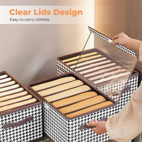 Cutie de depozitare, pentru haine, lenjerie, sosete si sutiene, material textil, 9 compartimente, 44x30x20 cm, culoare alb-negru [12]