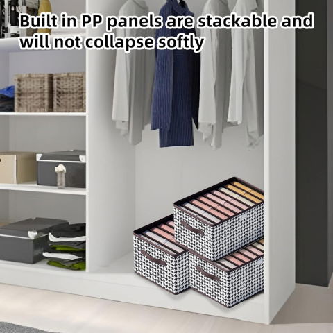 Cutie de depozitare, pentru haine, lenjerie, sosete si sutiene, material textil, 9 compartimente, 44x30x20 cm, culoare alb-negru [3]