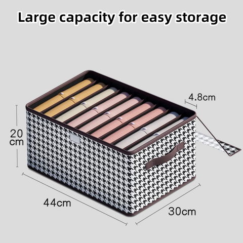 Cutie de depozitare, pentru haine, lenjerie, sosete si sutiene, material textil, 9 compartimente, 44x30x20 cm, culoare alb-negru [5]