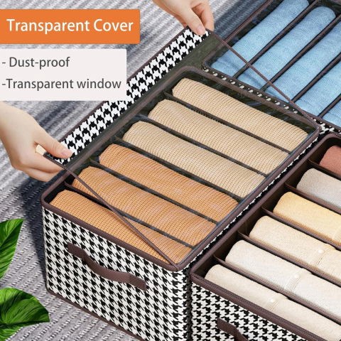 Cutie de depozitare, pentru haine, lenjerie, sosete si sutiene, material textil, 9 compartimente, 44x30x20 cm, culoare alb-negru [13]