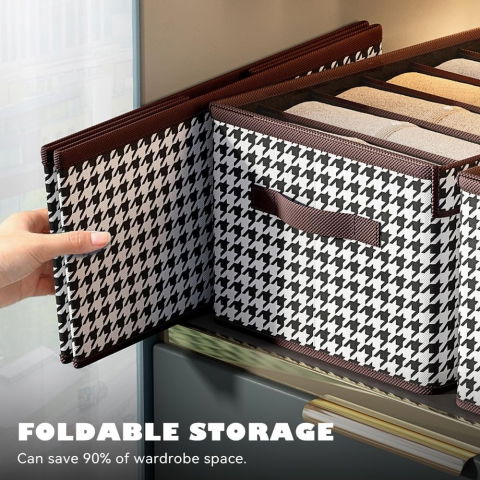 Cutie de depozitare, pentru haine, lenjerie, sosete si sutiene, material textil, 9 compartimente, 44x30x20 cm, culoare alb-negru [1]