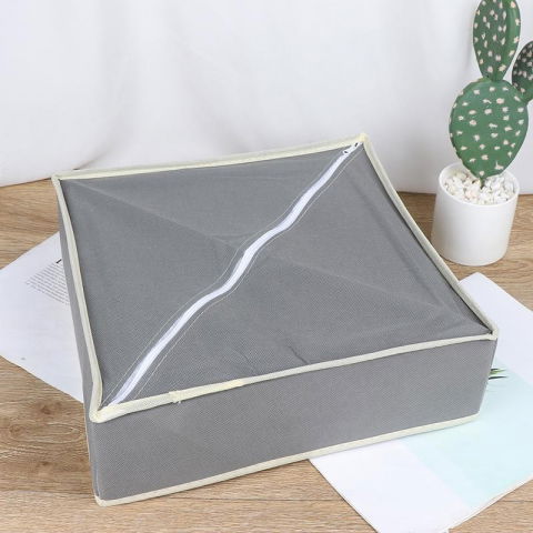 Cutie de depozitare, pentru lenjerie, sosete si sutiene, material textil, 24 compartimente, 32 x 32 x 10 cm, culoare gri [2]