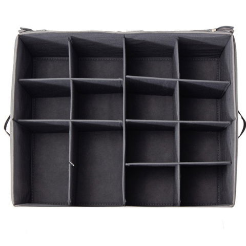 Cutie de depozitare pentru pantofi, flippy, 53x42x33 cm, cu capac transparent si fermoar, din panza oxford, pliabila, gri [4]