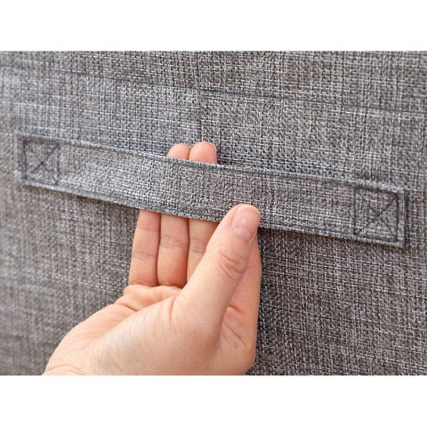 Cutie de depozitare pliabila, 24 l, din bumbac si in, 40x30x20 cm, fereastra frontala, 2 usi de acces cu fermoar bidirectional, cadru metalic, suport baza stabil din plastic, gri [5]