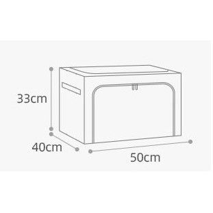 Cutie de depozitare pliabila, 66 l, din bumbac si in, 50x40x33 cm, fereastra frontala, 2 usi de acces cu fermoar bidirectional, cadru metalic, suport baza stabil din plastic, bleu [3]