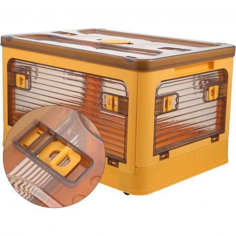 Cutie de depozitare pliabila, cu capac, 40 l, plastic, 47x35x24.5 cm, portocaliu [5]