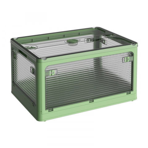 Organizare pentru casă - Cutie de depozitare pliabila, cu capac, 85 l, plastic, 60x42x34 cm, verde