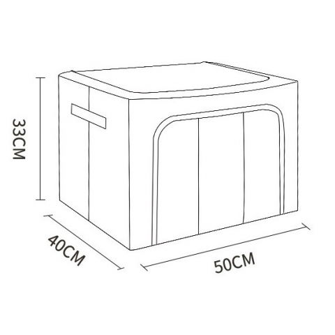 Cutie de depozitare pliabila, cu fereastra si fermoar dublu, 66 l, textil premium, 50x40x33 cm, cadru metalic, impermeabila, bej [31]
