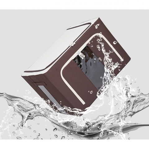 Cutie de depozitare pliabila, cu fereastra si fermoar dublu, 66 l, textil premium, 50x40x33 cm, cadru metalic, impermeabila, maro [6]