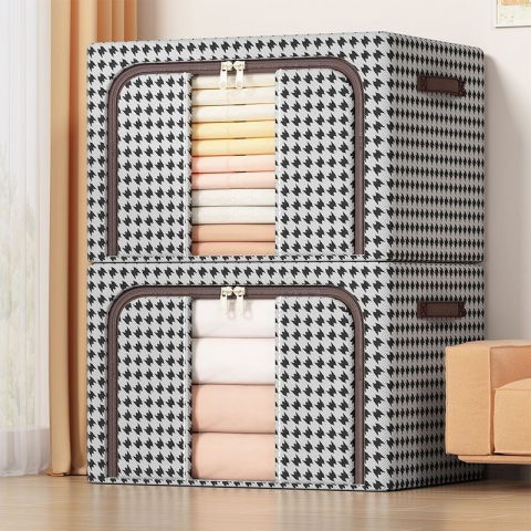 Cutie de depozitare pliabila, cu fermoar bidirectional, 24 l, textil, 40x30x20 cm, cadru metalic, o fereastra, suport baza stabil din plastic, design zebra, alb negru [7]