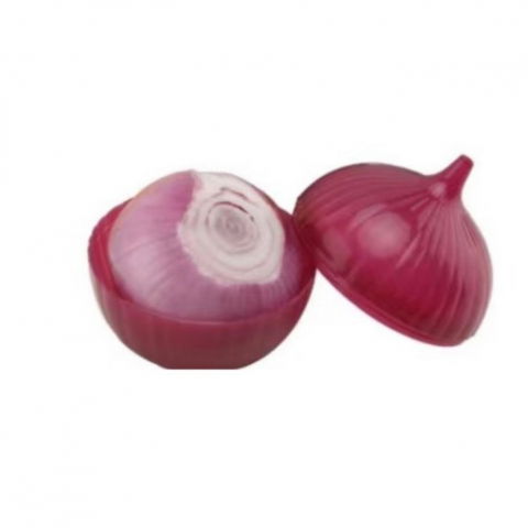 Recipiente pentru condimente, uleiuri și ingrediente proaspete - Cutie de depozitare si pastrare a alimentelor, plastic, model ceapa, 11x11x12 cm, rosie