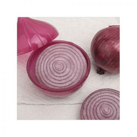 Cutie de depozitare si pastrare a alimentelor, plastic, model ceapa, 11x11x12 cm, rosie [2]