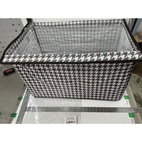 Cutie de depozitare tip cos, capac transparent, model in carouri, model mare, maro [3]