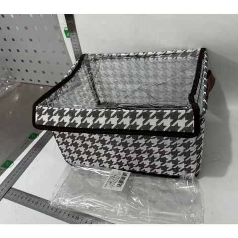 Cutie de depozitare tip cos, capac transparent, model in carouri, model mediu, maro [8]