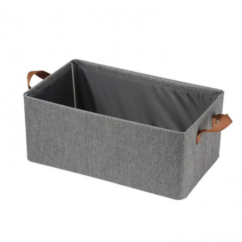 Organizare pentru casă - Cutie de depozitare tip cos, material textil, pliabila, 47x35x30 cm, 50 l, cadru metalic, cu manere, gri