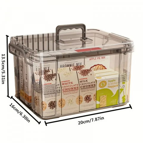 Cutie de depozitare, tip valiza, pentru alimente, jucarii, accesorii, transparent-gri, marime m, 31.5x23x19 cm [5]