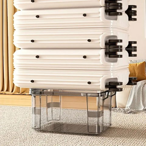 Cutie de depozitare, tip valiza, pentru alimente, jucarii, accesorii, transparent-gri, marime m, 31.5x23x19 cm [2]