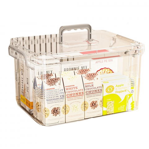 Organizare pentru casă - Cutie de depozitare, tip valiza, pentru alimente, jucarii, accesorii, transparenta, marime m, 31.5x23x19 cm