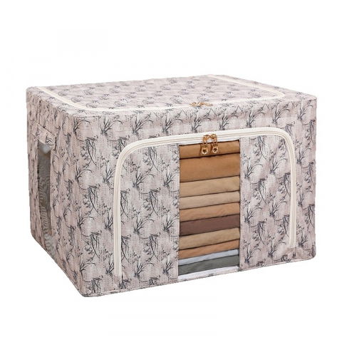 Pentru haine și lenjerie - Cutie depozitare, 66l, din material textil, 50 x 40 x 33 cm, pentru haine si lenjerii, model bambus, galben