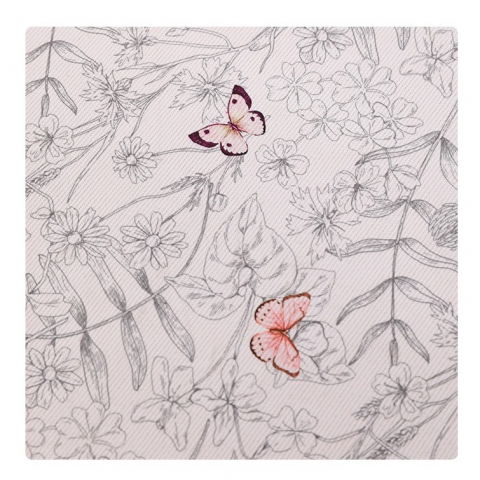 Cutie depozitare, 66l, din material textil, 50 x 40 x 33 cm, pentru haine si lenjerii, model fluturasi, bej [2]