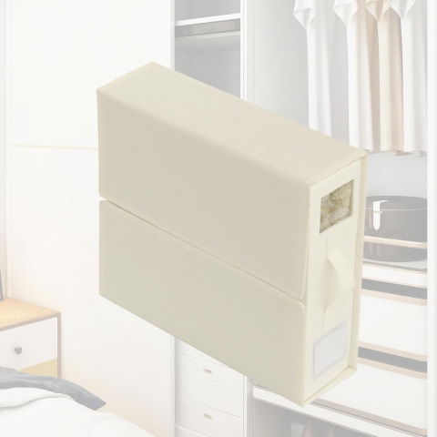 Cutie depozitare lenjerii de pat, pliabila, capacitate 18l, 38x33x12 cm, din panza oxford cu pp incorporat, fereastra vizibila, alb ivoir [5]