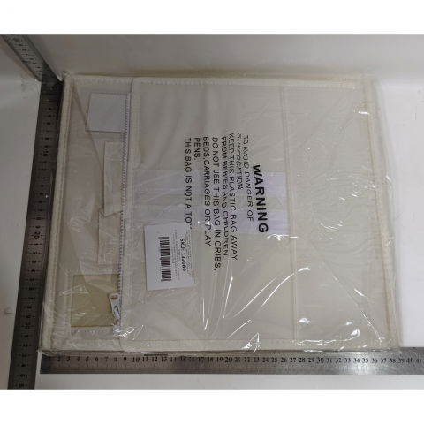 Cutie depozitare lenjerii de pat, pliabila, capacitate 18l, 38x33x12 cm, din panza oxford cu pp incorporat, fereastra vizibila, alb ivoir [1]