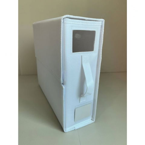 Cutie depozitare lenjerii de pat, pliabila, capacitate 18l, 38x33x12 cm, din panza oxford cu pp incorporat, fereastra vizibila, alb ivoir [7]