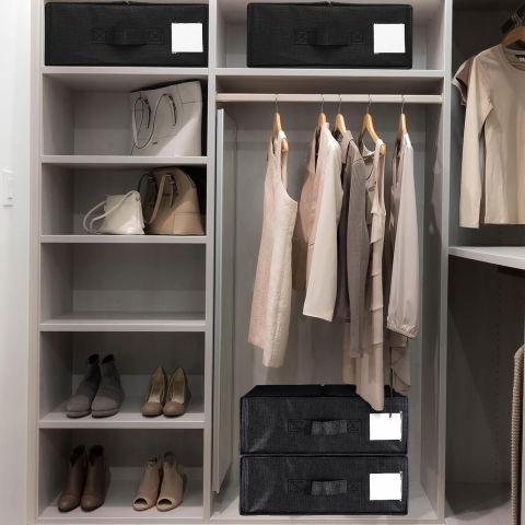 Cutie depozitare lenjerii de pat, pliabila, capacitate 18l, 38x33x12 cm, din panza oxford cu pp incorporat, fereastra vizibila, negru [5]