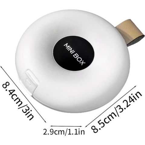 Cutie depozitare medicamente, 6 compartimente, inchidere etans, portabila, rotund, alb/negru, pp, 8.4x2.9x8.5 cm [3]