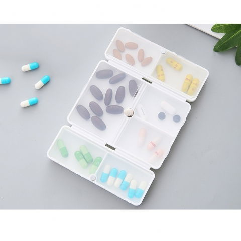 Cutie depozitare medicamente, 7 compartimente sigilate individual, pliabila, portabila, alb/albastru [2]