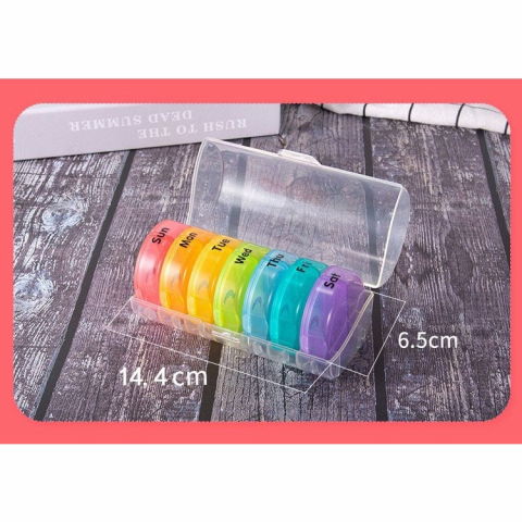 Cutie depozitare medicamente, 7 zile, 14 compartimente, cutie suport, recipiente detasabile, portabila, multicolor, 17.5x11x9.5 cm [2]