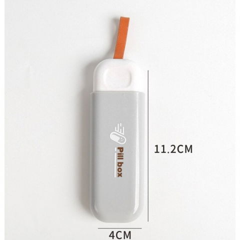 Cutie depozitare medicamente, portabila, 3 compartimente, tip breloc, plastic, glisanta, gri, 10.7x3.6x1.6 cm [3]