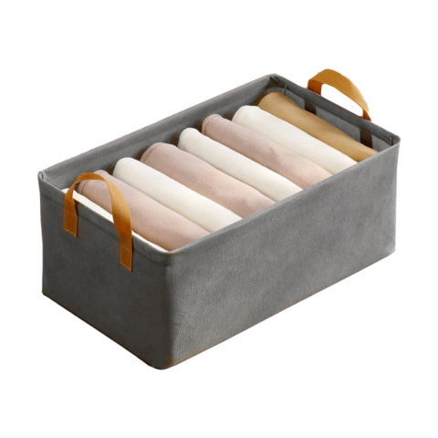 Coșuri şi cutii pliabile - Cutie depozitare  pentru haine, lucruri, din textil cu cadru metalic, manere laterale, forma dreptunghiulara, 47 x 28 x 20 cm, volum 26 l, gri