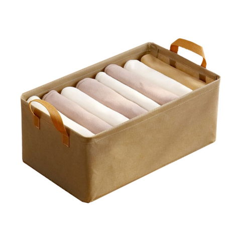 Organizare pentru casă - Cutie depozitare  pentru haine, lucruri, din textil cu cadru metalic, manere laterale, forma dreptunghiulara, 47 x 28 x 20 cm, volum 26 l, kaki