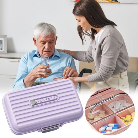 Cutie medicamente, mov, 7 compartimente, portabila si compacta, 11x7.2x3.5 cm, ideala pentru uzul cotidian [3]