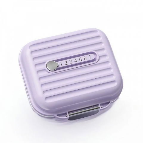 Caserole, genți termice și organizatoare pastile - Cutie medicamente, mov, 7 compartimente, portabila si compacta, 7.8x7.2x3.5 cm, ideala pentru uzul cotidian