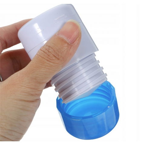 Cutie pastile multifunctionala, 4 in 1, pahar apa, taiere, sfaramare, depozitare, compact, abs cu lama din inox, alb/albastru, 8.7x6.2x4.1 cm [6]