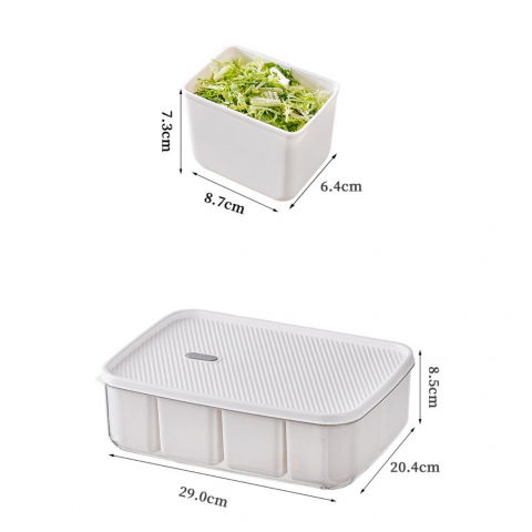 Cutie pentru depozitare alimente, 8 compartimente cu capac, material pet+pp, 29 x 20 x 9 cm, alb/transparent [3]