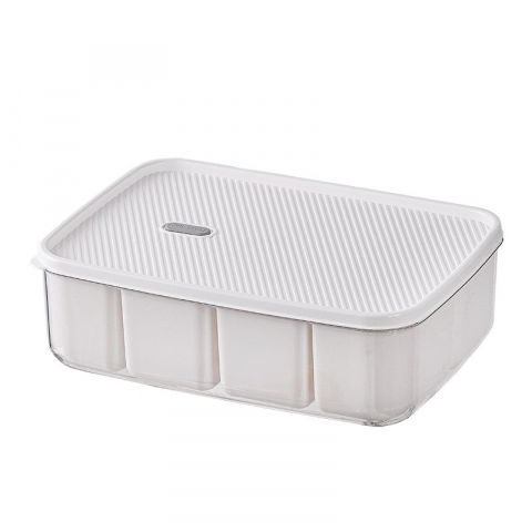 Cutie pentru depozitare alimente, 8 compartimente cu capac, material pet+pp, 29 x 20 x 9 cm, alb/transparent [13]