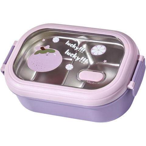 Cutie pentru pranz sau gustari, cu doua compartimente, pentru copii si adulti, etansare, pp, perfect pentru scoala si birou, 1000 ml, 22.5x14.5x8 cm, mov [4]