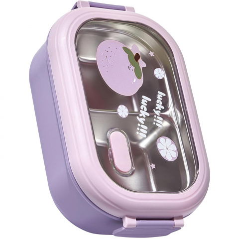 Cutie pentru pranz sau gustari, cu doua compartimente, pentru copii si adulti, etansare, pp, perfect pentru scoala si birou, 1000 ml, 22.5x14.5x8 cm, mov [3]