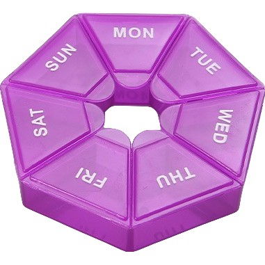 Caserole, genți termice și organizatoare pastile - Cutie separator medicamente cu zilele saptamanii, plastic, 7 compartimente, mov