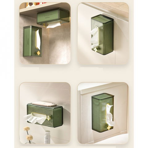 Cutie suport servetele eleganta  cu montare pe perete sau dulap, material plastic dur, 21.3 x 8.7 x 12 cm, verde [5]