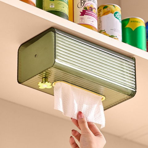 Cutie suport servetele eleganta  cu montare pe perete sau dulap, material plastic dur, 21.3 x 8.7 x 12 cm, verde [2]