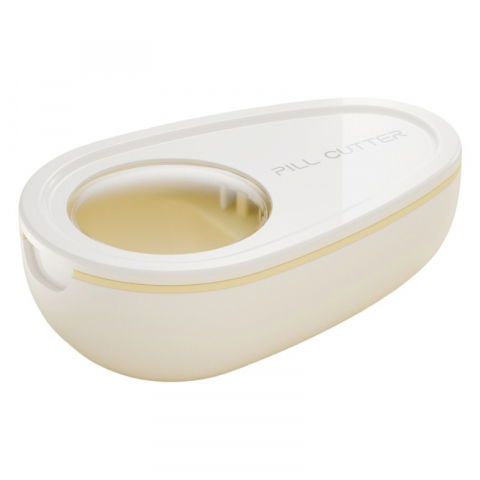 Caserole, genți termice și organizatoare pastile - Cutie taiat pastile si depozitare medicamente, alba, 8x5x2.65 cm, compacta si portabila, ideala pentru calatorii