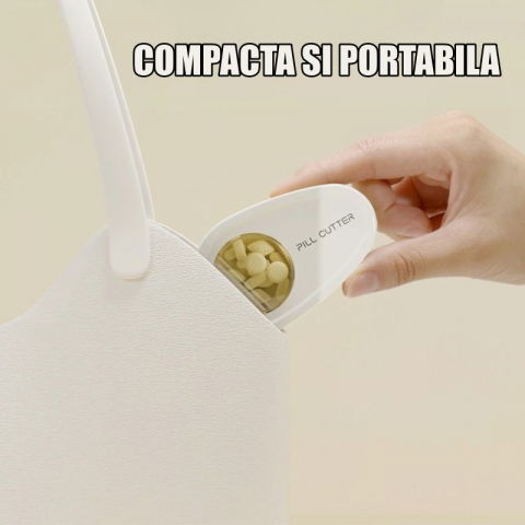 Cutie taiat pastile si depozitare medicamente, alba, 8x5x2.65 cm, compacta si portabila, ideala pentru calatorii [3]