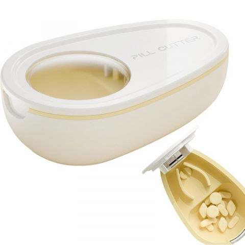 Cutie taiat pastile si depozitare medicamente, alba, 8x5x2.65 cm, compacta si portabila, ideala pentru calatorii [5]